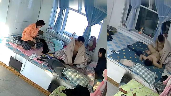 黑客破解家庭网络摄像头偷拍睡东北大炕年轻夫妻晚上做爱发现忘记关摄像头了用毛巾去盖住封面图