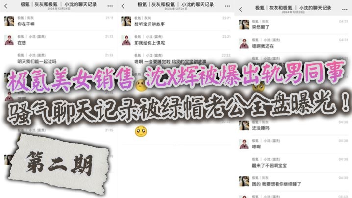 极氪美女销售 沈X辉被爆出轨男同事，骚气聊天记录被绿帽老公全盘曝光！封面图