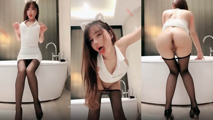 嫩模艾小青私拍极品网红嫩模艾小青_猫耳女郎浴大尺度私拍封面图