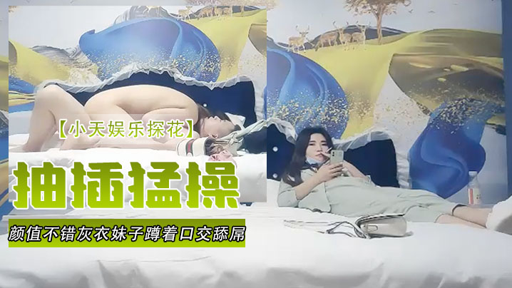 小天娱乐探花颜值不错灰衣妹子蹲着口交舔屌站立后入抬起双腿大力抽插猛操封面图