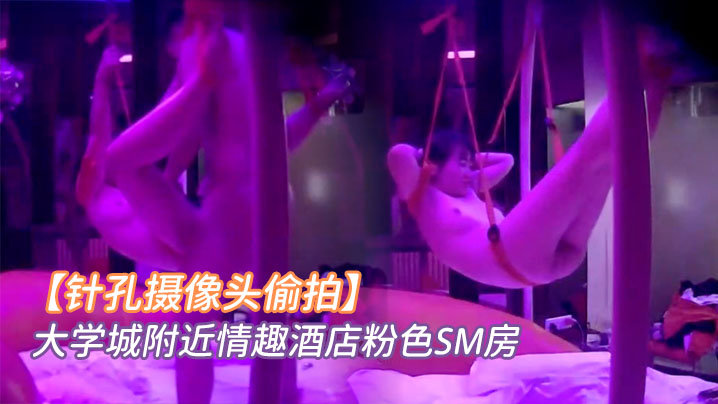 针孔摄像头偷拍大学城附近情趣酒店粉色SM房小情侣看着满屋的情趣用具研究如何玩最后把女友吊着肏封面图