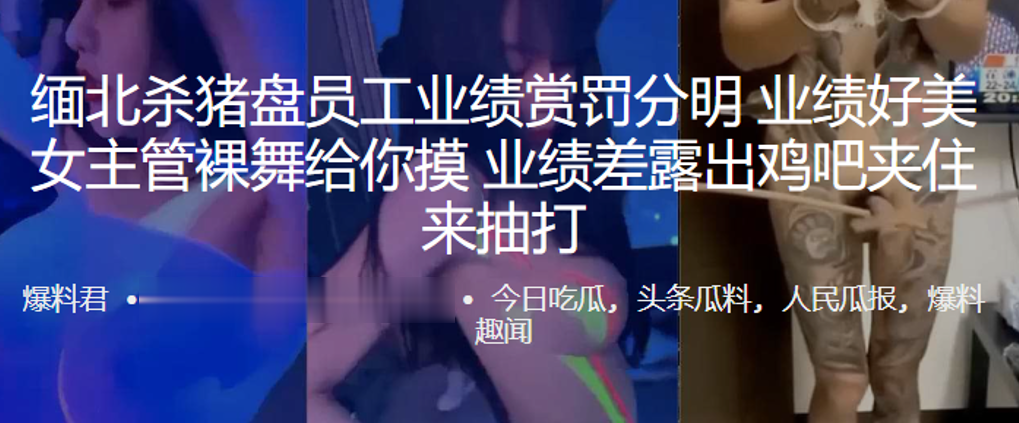 缅北杀猪盘员工业绩赏罚分明业绩好美女主管裸舞给你摸业绩差露出鸡吧夹住来抽打封面图