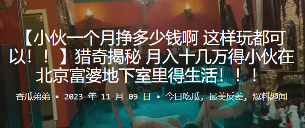 猎奇揭秘_月入十几万得小伙在北京富婆地下室里得生活封面图