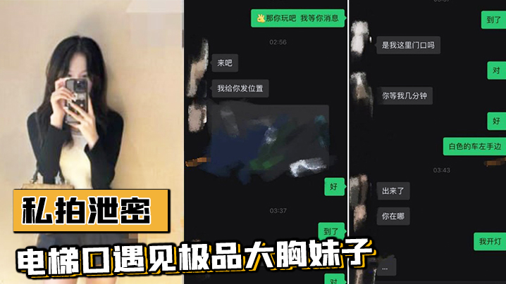 私拍泄密电梯口遇见极品大胸妹子果断加微信居然是邻居果断约炮视频流出封面图