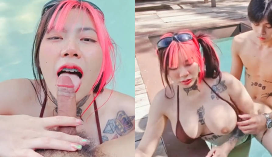 漂亮大奶美眉吃鸡啪啪 在泳池被小男友无套猛怼 内射封面图