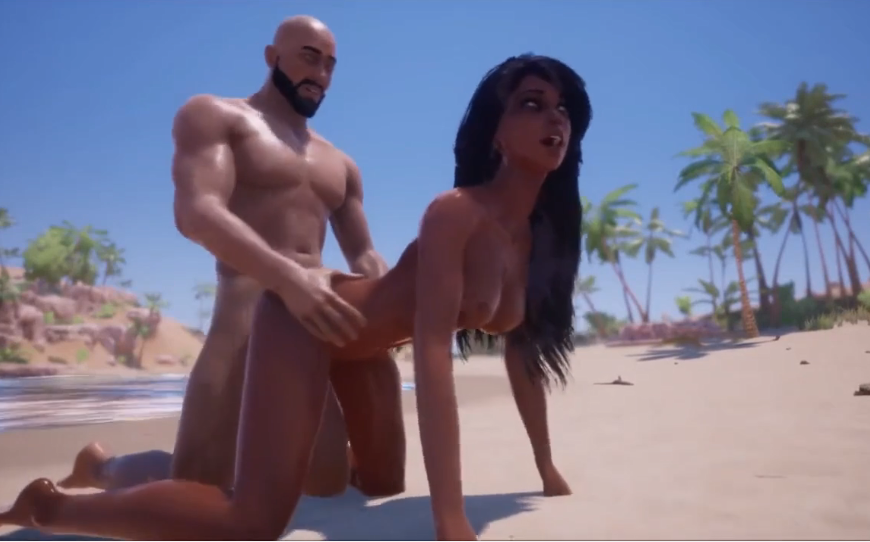 【3D】部落女王和酋长在无人的沙滩上激情SEX封面图